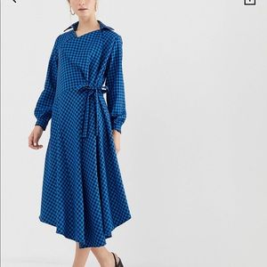 ASOS White Midi dress, in check print.